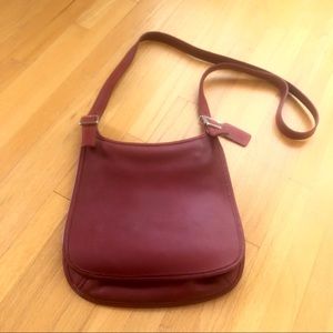 Vintage Coach red leather hippie crossbody bag